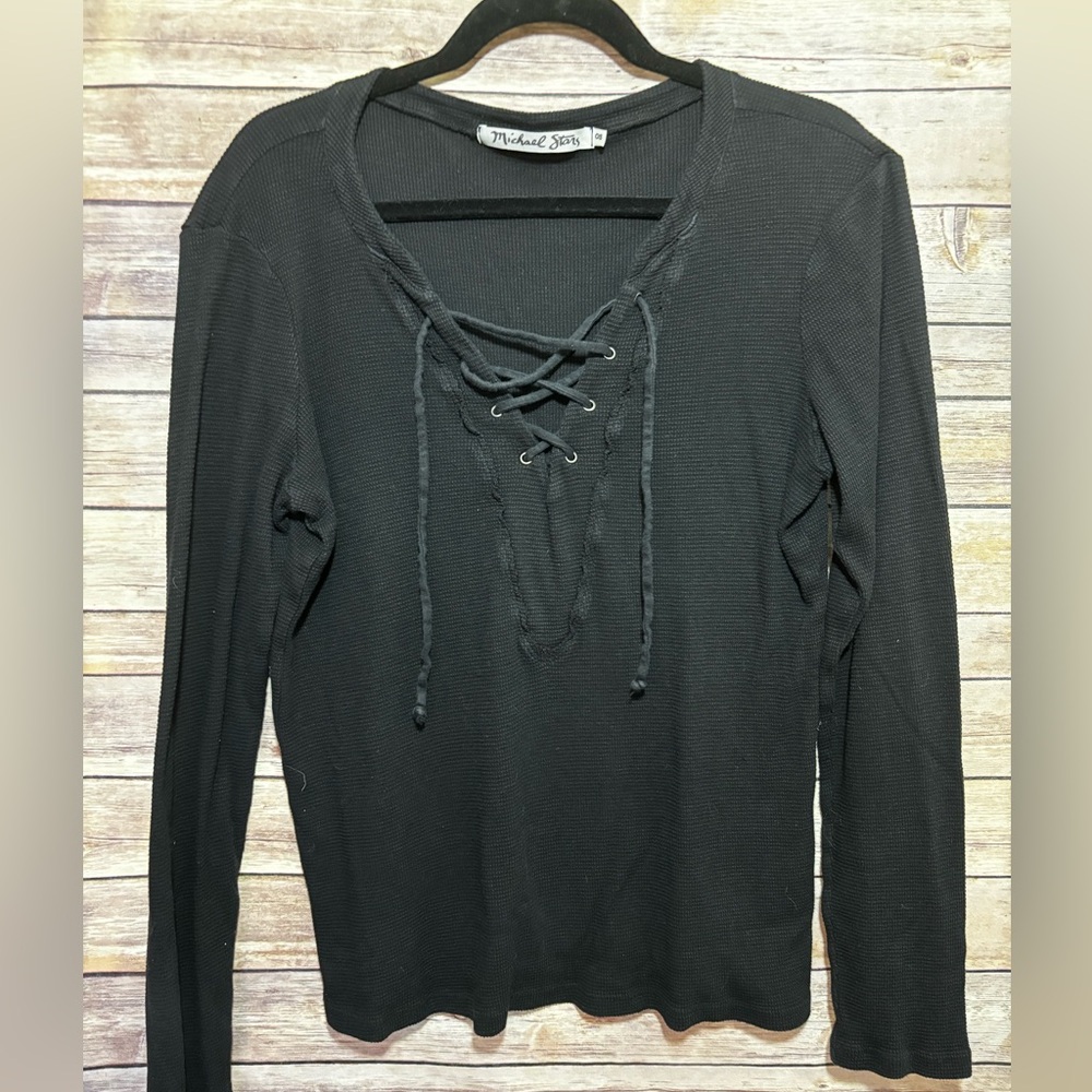 Michael stars, Black Lace Up thermal long sleeve OS B3
